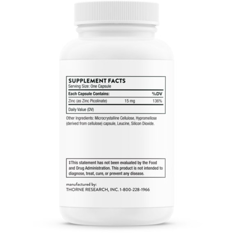 Мікроелемент Цинк Thorne Research Zinc Picolinate 15 mg 60 Caps