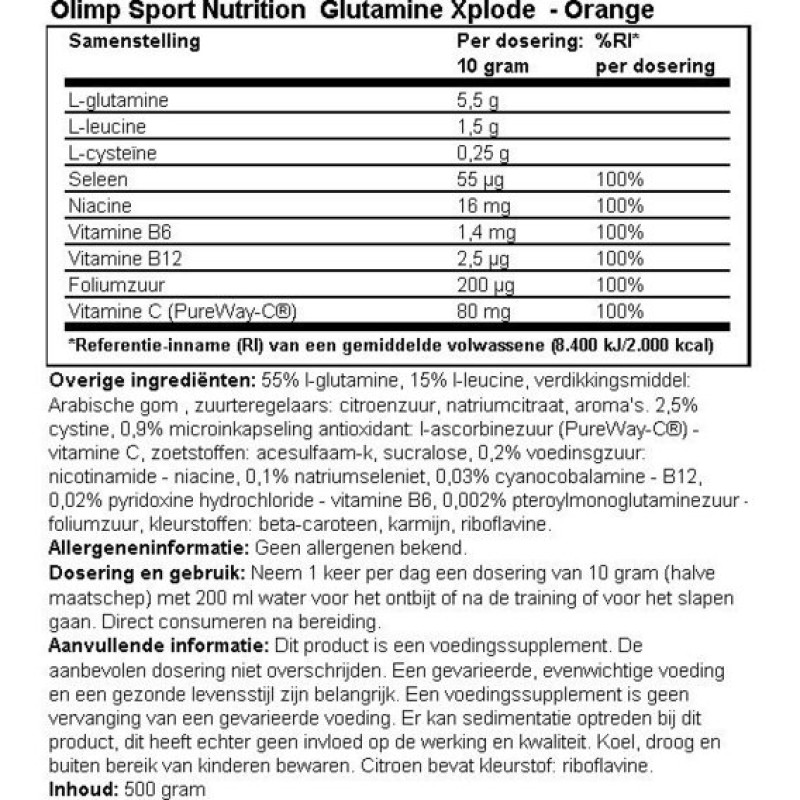 Глютамін для спорту Olimp Nutrition Glutamine Xplode 500 g /50 servings/ Orange