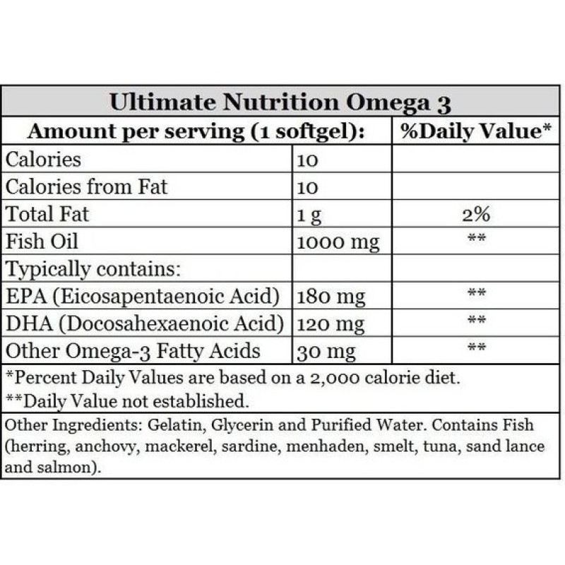 Омега для спорту Ultimate Nutrition Omega 3 180 Softgels