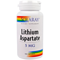 Микроэлемент Литий Solaray Lithium Aspartate 5 mg 100 Caps SOR-04599