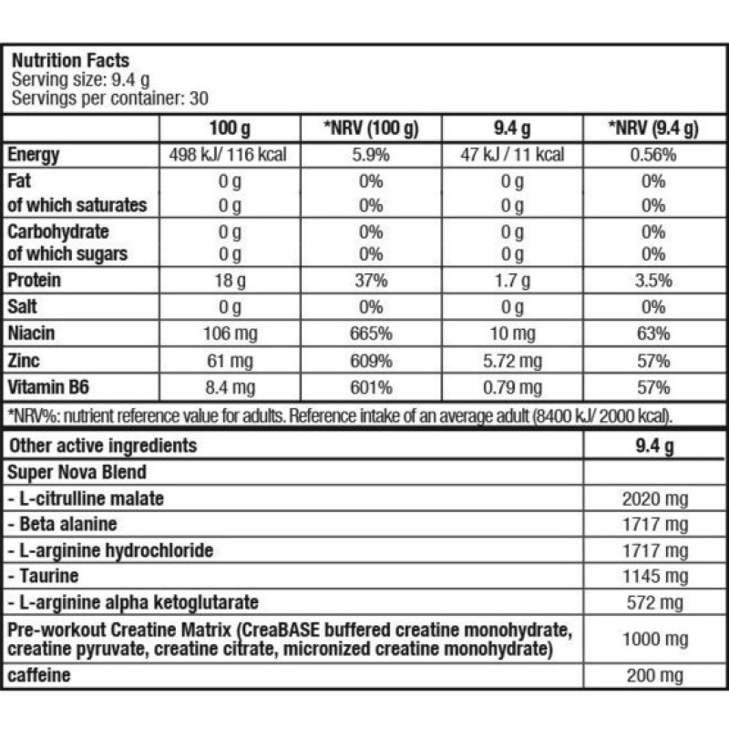 Комплекс до тренування BioTechUSA SuperNova 282 g /30 servings/ Pear Apple