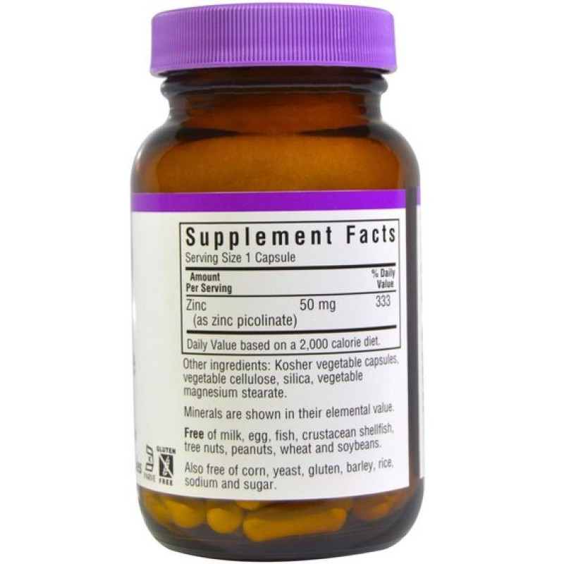 Мікроелемент Цинк Bluebonnet Nutrition Zinc Picolinate 50 mg 100 Veg Caps