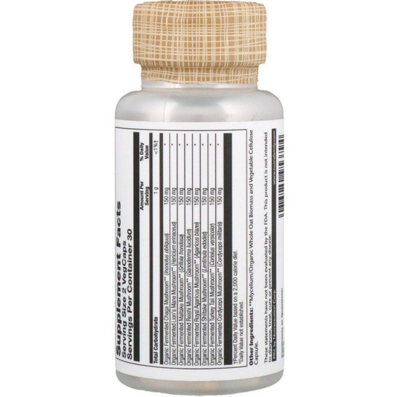 Грибной комплекс Solaray Organically Grown Fermented Mushroom Complete 600 mg 60 Veg Caps SOR-95379