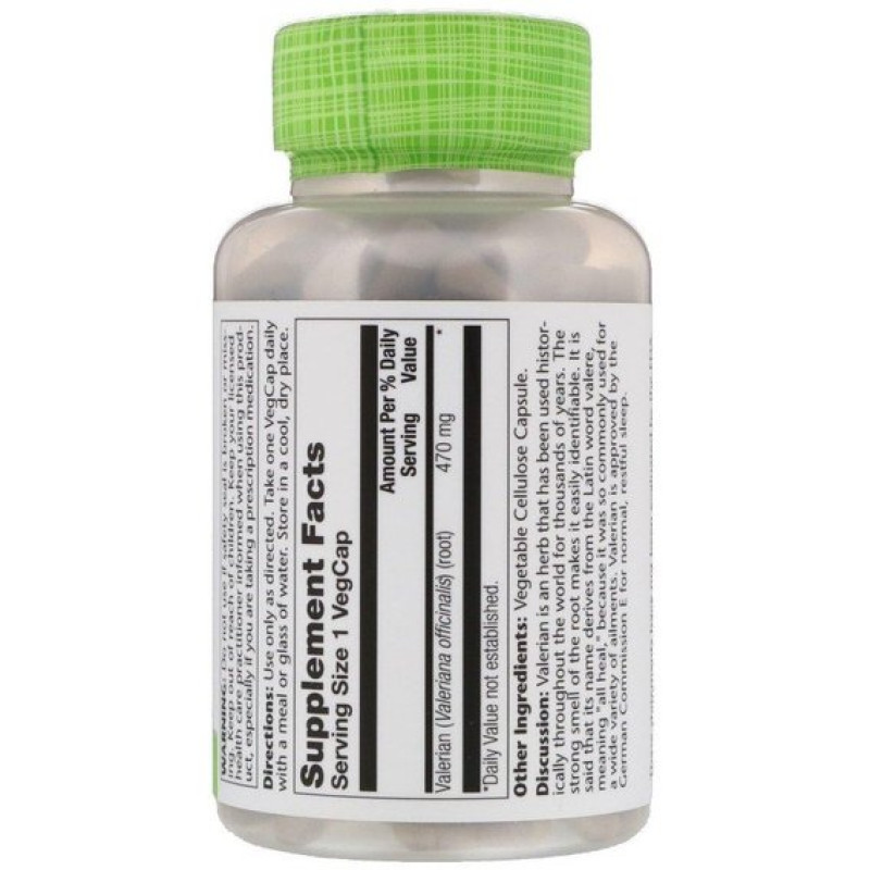 Комплекс для профілактики нервової системи Solaray Valerian 100 Veg Caps SOR-01630