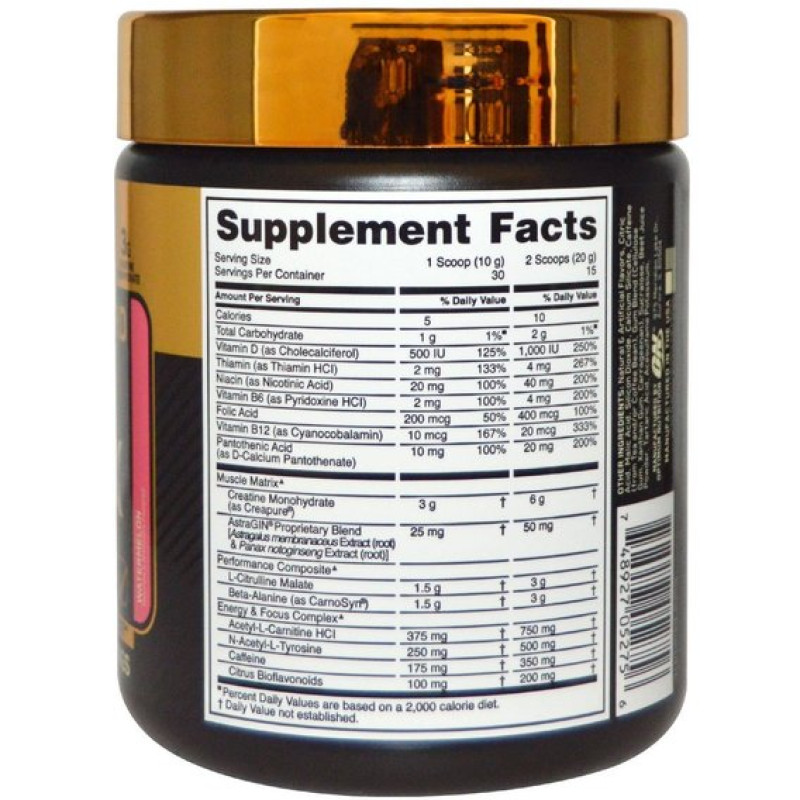 Комплекс до тренування Optimum Nutrition Gold Standard Pre-Workout 300 g /30 servings/ Watermelon Candy