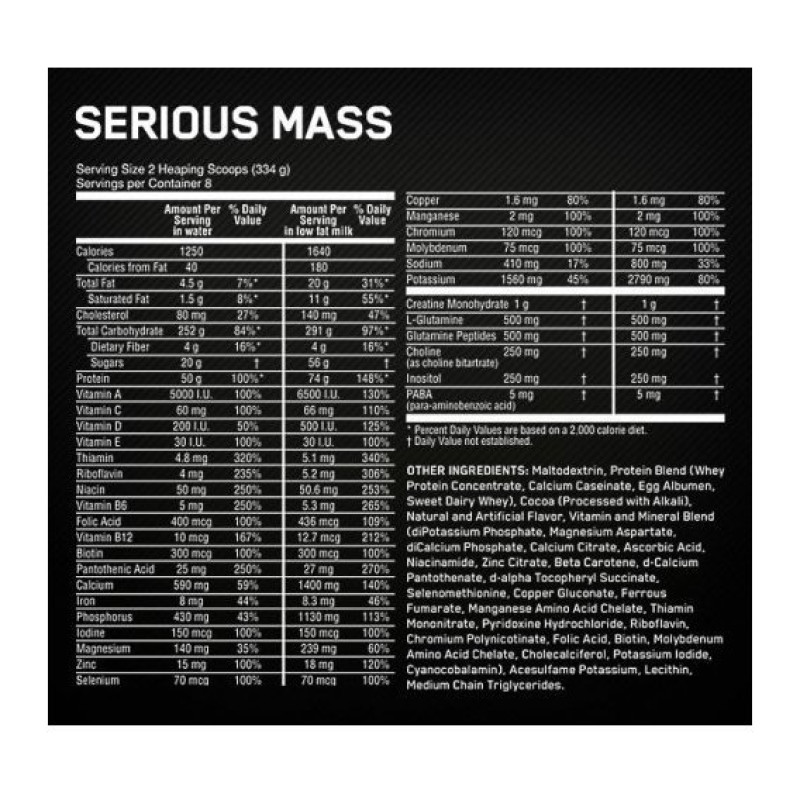 Гейнер Optimum Nutrition Serious Mass 5455 g /16 servings/ Vanilla