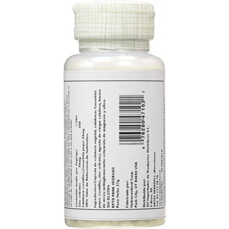 Мікроелемент Цинк Solaray Zinc Citrate 50 mg 60 Veg Caps SOR-47102