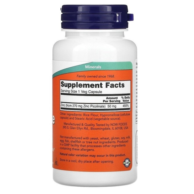 Мікроелемент Цинк NOW Foods Zinc Picolinate 50 mg 60 Caps