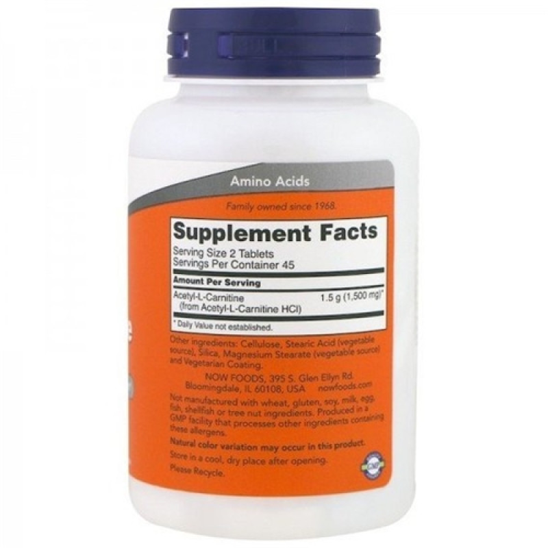 Комплекс Ацетил/Карнитин NOW Foods Acetyl-L-Carnitine 750 mg 90 Tabs