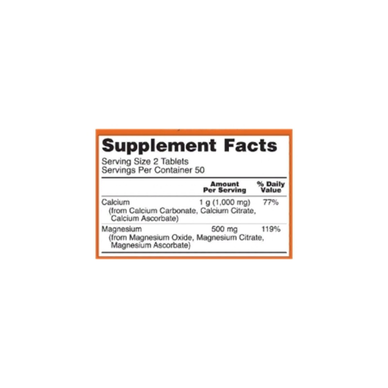 Мікроелемент Кальцій NOW Foods Calcium & Magnesium, 500/250 mg 100 Tabs