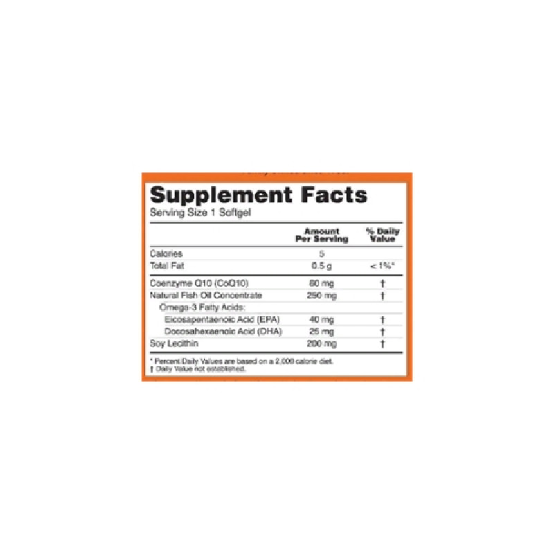 Коензим NOW Foods CoQ10 with Omega-3 Fish Oil 60 Softgels