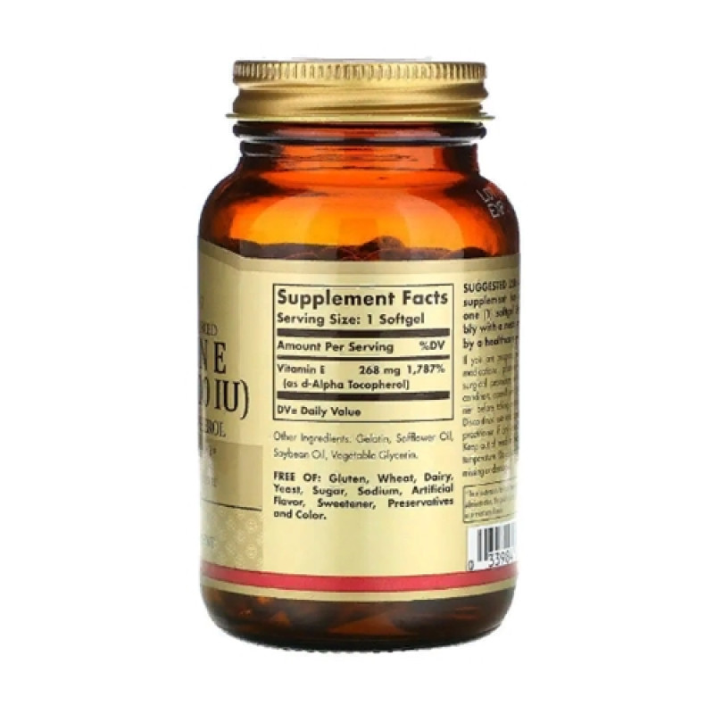 Вітамін E Solgar Natural Vitamin E 400 IU Pure d-Alpha Tocopherol 100 Softgels