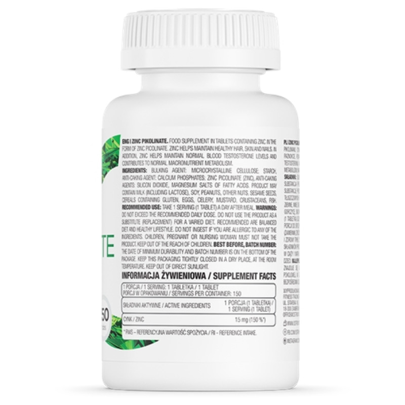 Мікроелемент Цинк для спорту OstroVit Zinc Picolinate 150 Tabs