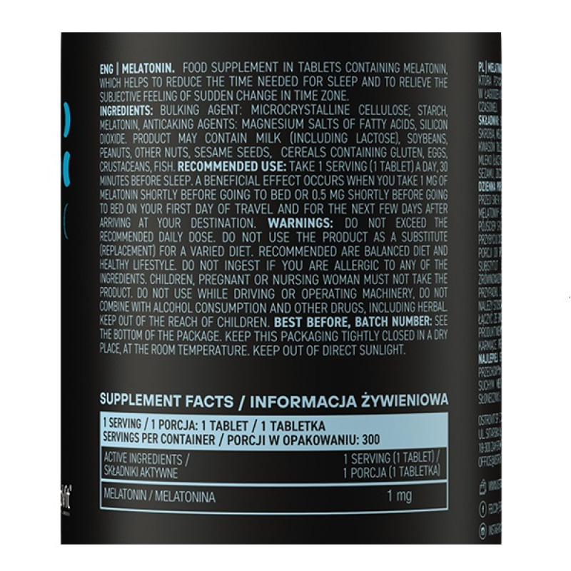 Мелатонін для спорту OstroVit Melatonin 300 Tabs