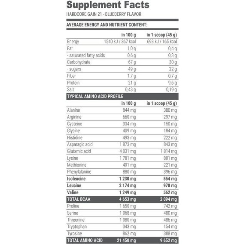 Гейнер Extrifit Hardcore Gain 21 45 g /1 servings/ Strawberry