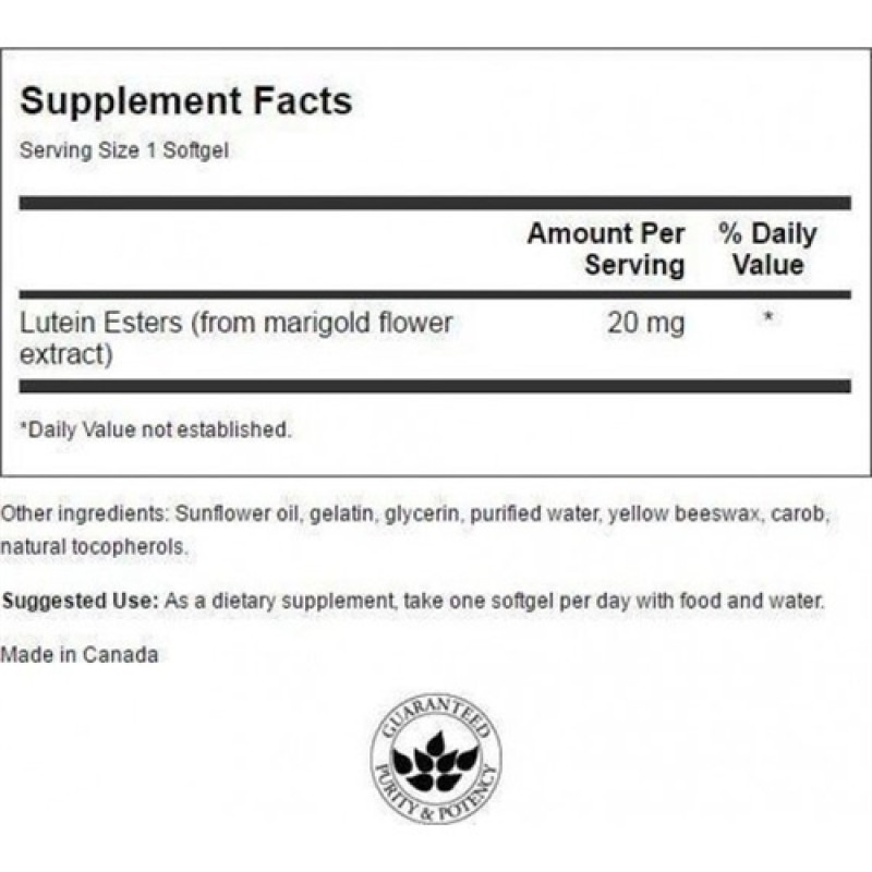 Лютеин Swanson Lutein Esters 20 mg 60 Softgels