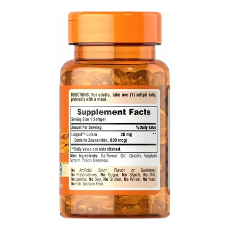 Лютеин Puritan's Pride Lutein 20 mg with Zeaxanthin 120 Softgels