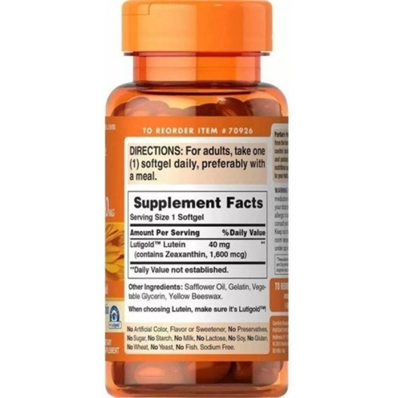 Лютеин Puritan's Pride Lutein 40 mg with Zeaxanthin 120 Softgels