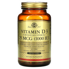 Вітамін D Solgar Vitamin D3 (Cholecalciferol) 1000 IU 25 mcg 250 Softgels