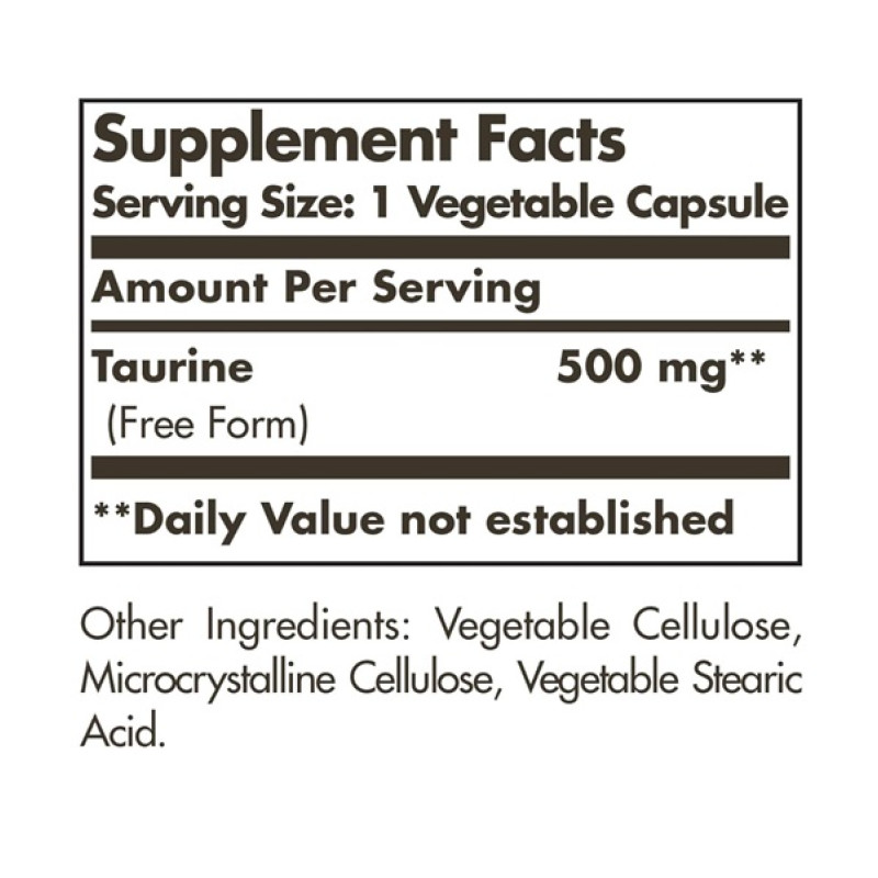 Таурин Solgar Taurine 500 mg 250 Veg Caps SOL-02702