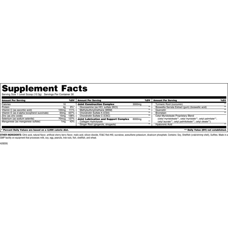 Хондропротектор (для спорта) Universal Nutrition Animal Flex Powder 369 g /30 servings/ Cherry Berry