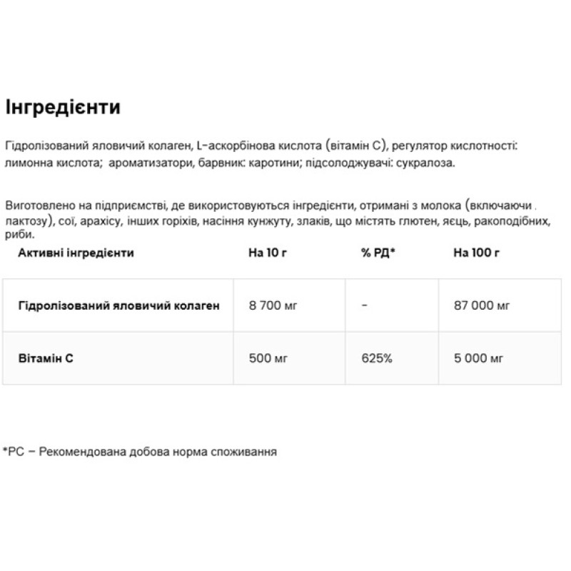Хондропротектор (для спорту) OstroVit Collagen And Vitamin C 400 g /40 servings/ Peach