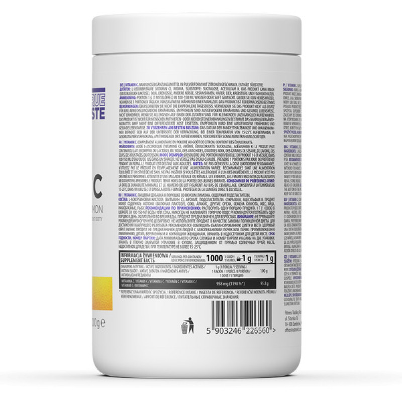 Вітамін C для спорту OstroVit Vitamin C 1000 g /100 servings/ Pure