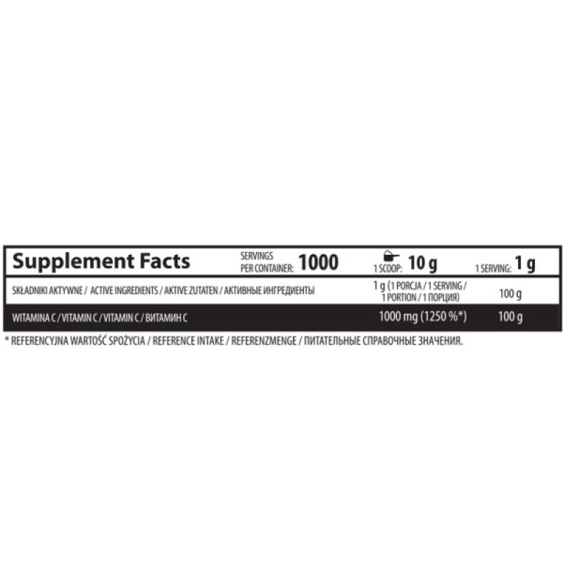 Вітамін C для спорту OstroVit Vitamin C 1000 g /100 servings/ Lemon