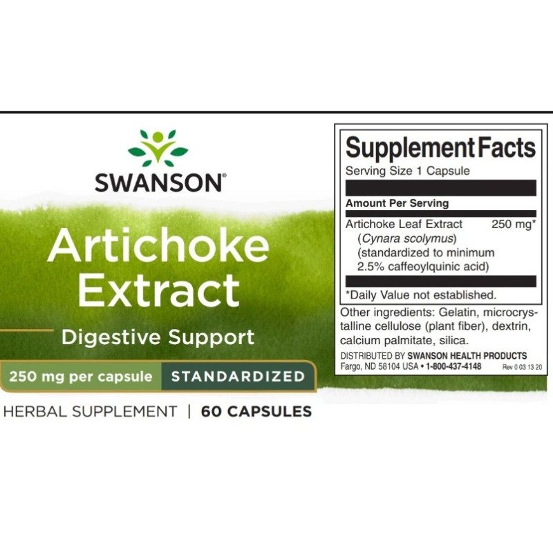 Артишок Swanson Artichoke Extract Standardized 250 mg 60 Caps