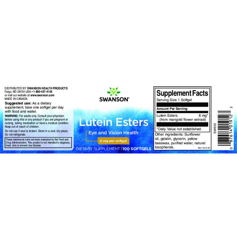 Лютеин Swanson Lutein Esters 6 mg 100 Caps