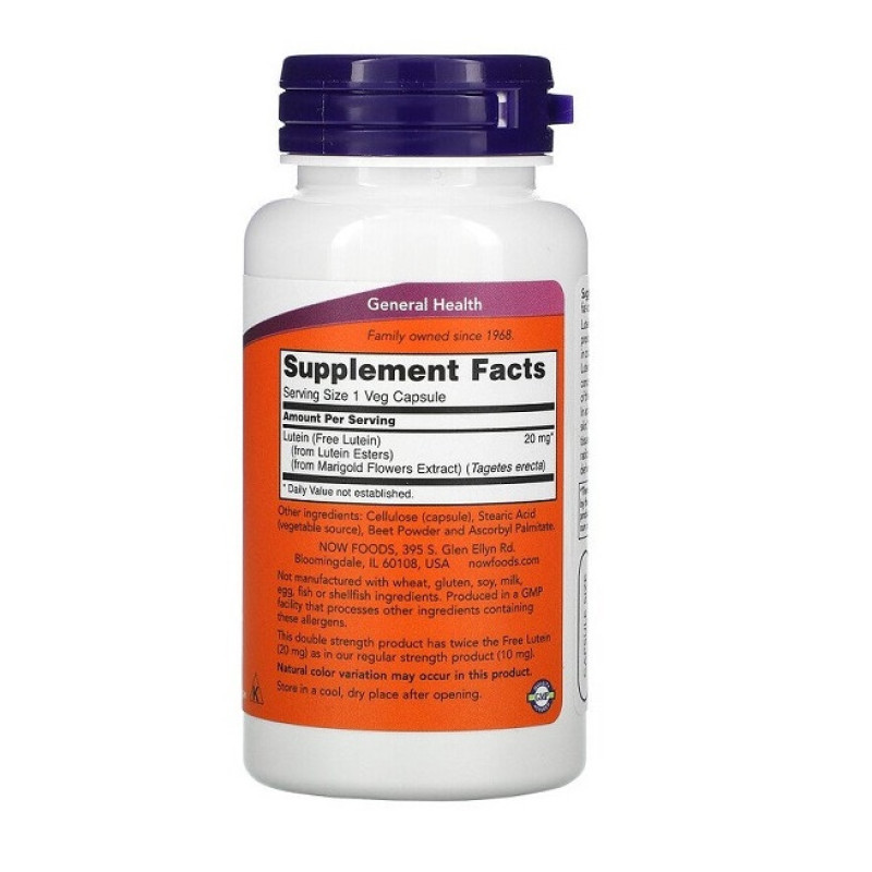 Лютеин NOW Foods Lutein 20 mg 90 Veg Caps