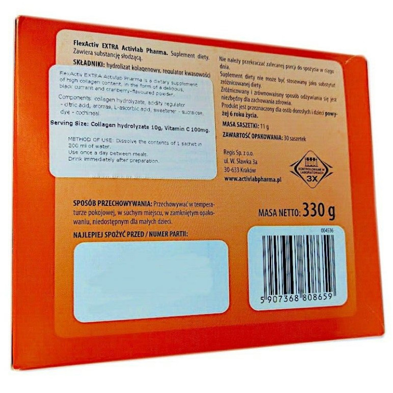 Хондропротектор (для спорта) Activlab Flexactiv extra Kolagen + Vitamin C 30 sachets 11 g Currants and Cranberries
